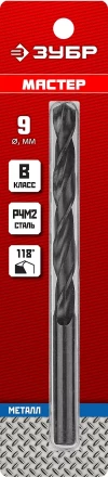ЗУБР 9.0 х 125 мм, сталь Р4М2, класс В, сверло по металлу (29605-9) купить в Перми
