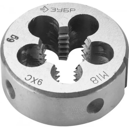 Плашка ЗУБР &quot;МАСТЕР&quot; круглая ручная для нарезания метрической резьбы, мелкий шаг, М18 x 2,0 4-28022-18-2.0 купить в Перми
