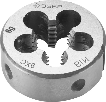 Плашка ЗУБР &quot;МАСТЕР&quot; круглая ручная для нарезания метрической резьбы, мелкий шаг, М18 x 2,0 4-28022-18-2.0 купить в Перми