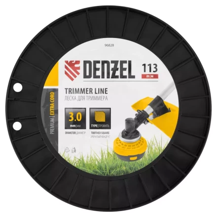 Леска для триммера двухкомпонентная зубчатый квадрат, 3,0мм х 113м, на DIN кат. EXTRA CORD// Denzel 96828 купить в Перми