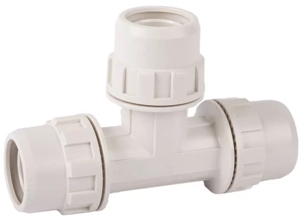 Тройник ЗУБР &quot;ШиреФит&quot; соединительный &quot;штуцер с гайкой - штуцер с гайкой - штуцер с гайкой&quot;, 26мм 51505-26 купить в Перми