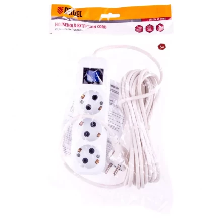 Удлинитель бытовой с заземлением и выключателем 5 м 3 розетки 10 A серия УХз10 Denzel 95973 купить в Перми