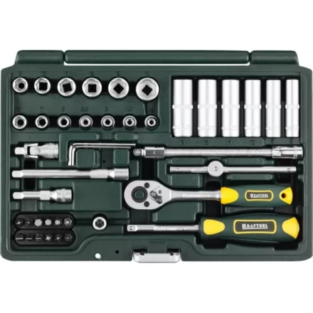 Набор KRAFTOOL &quot;EXPERT QUALITAT&quot;: Торцовые головки &quot;SUPER LOCK&quot; с присоединит квадратом, 1/4&quot;, 42 предмета 27885-H42_z02 купить в Перми