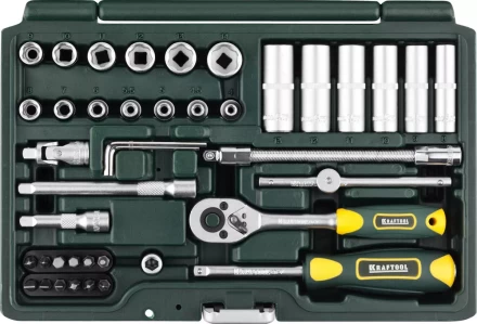 Набор KRAFTOOL &quot;EXPERT QUALITAT&quot;: Торцовые головки &quot;SUPER LOCK&quot; с присоединит квадратом, 1/4&quot;, 42 предмета 27885-H42_z02 купить в Перми