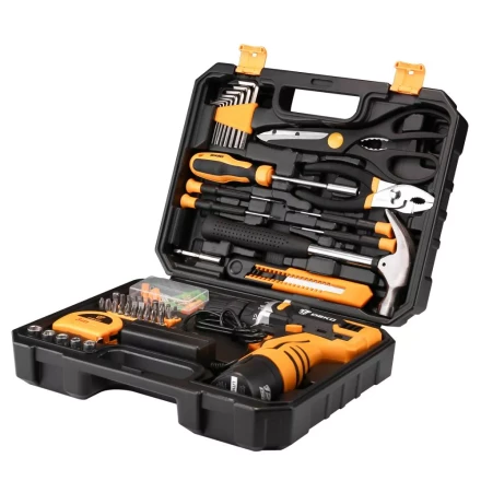 Дрель аккумуляторная DKCD12FU-Li DEKO + набор 104 инструмента для дома, 063-4112 купить в Перми