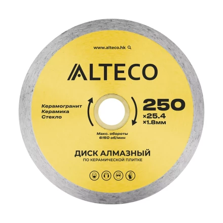 Диск алмазный по керамической плитке ALTECO 250x25.4x1.8 мм 66528 купить в Перми