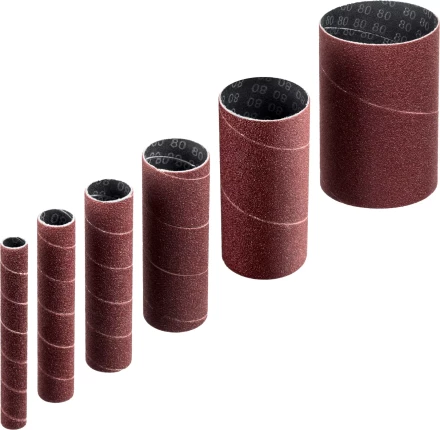 ЗУБР набор 6 шт: 13, 19, 26, 38, 51, 76 мм, высота 115 мм, Р80, втулки шлифовальные для станка СШО-500 МАСТЕР (35649-H6-80) купить в Перми