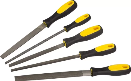 Набор STAYER &quot;PROFI&quot;: Напильники с двухкомпонентной рукояткой,плоский,полукруглый,трехгран,квадратный,круглый,№2,200мм 1682-20-H5_z01 купить в Перми