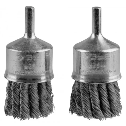 ЗУБР &quot;ЭКСПЕРТ&quot;. Набор щеток кистевых для дрели, жгутированная стальная проволока 0,35мм, 28мм, 2шт 35227-28-H2_z01 купить в Перми