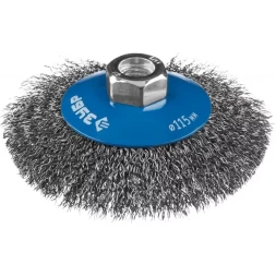 ЗУБР "ПРОФЕССИОНАЛ". Щетка коническая для УШМ, витая стальная проволока 0,3мм, 115ммхМ14 35265-115_z02