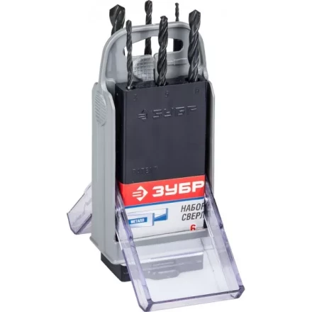 Набор ЗУБР &quot;ТЕХНИК&quot;: Свёрла по металлу парооксидированных, быстрорежущая сталь, 2, 3, 4, 5, 6, 8мм, 6шт в супер боксе 4-29605-H6-SB купить в Перми