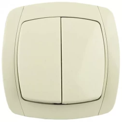 Выключатель СВЕТОЗАР "CITY LIGHT" двухклавишный в сборе, бежевый, 10А/~250В SV-54234-B