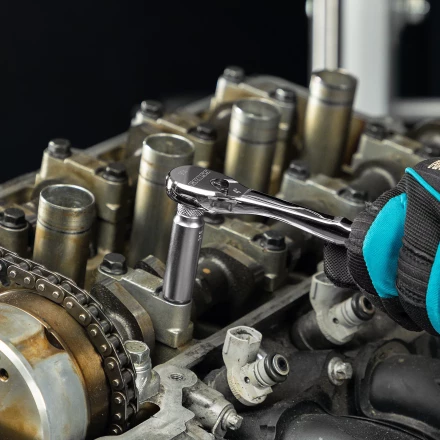 Ключ-трещотка 1/4&quot; Gross 14053, CrV, 90 зубьев, усиленный, хром купить в Перми