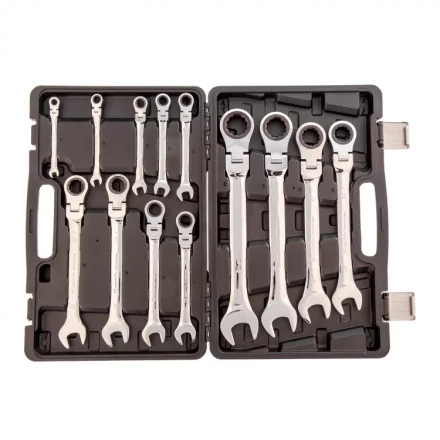 Набор ключей комбинированных Matrix трещоточных шарнирных 13 шт 14798 купить в Перми