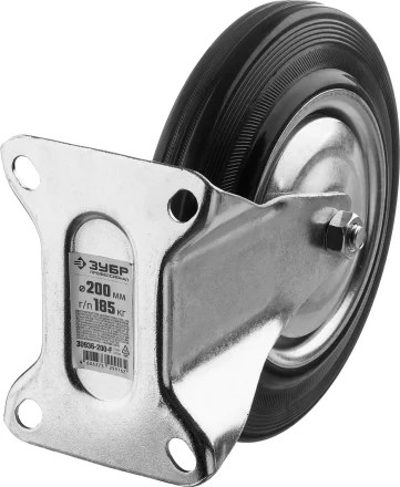 ЗУБР d 200 мм, г/п 185 кг, игольчатый подшипник, резина/металл, неповоротное колесо, Профессионал (30936-200-F) купить в Перми