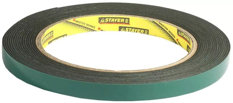 Двухсторонняя клейкая лента на вспененной основе, STAYER Professional 12233-09-05, черная, 9мм х 5м 12233-09-05 купить в Перми