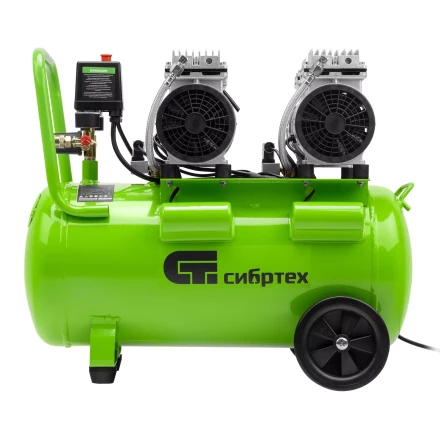 Компрессор безмаслянный малошумный Сибртех МБ 2000/50 58007, 2000 Вт, 50л, 300 л/мин купить в Перми
