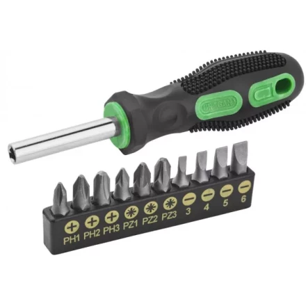 Набор URAGAN: Отвертки с двухкомпонентной рукояткой, SL3, 4, 5, 6. PH1, 2, 3, PZ: 1, 2, 3, 10 предм 25188-H10 купить в Перми