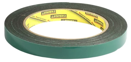 Двухсторонняя клейкая лента на вспененной основе, STAYER Professional 12233-12-05, черная, 12мм х 5м 12233-12-05 купить в Перми