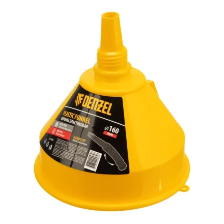 Воронка пластиковая 160 мм с металлическим ситом, непроливайкой и гибким наконечником Denzel 537208 купить в Перми