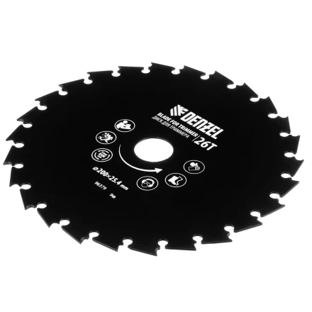 Диск для триммера c долотообразной формой зуба, 200 х 25,4 26 зубов Denzel 96379 купить в Перми