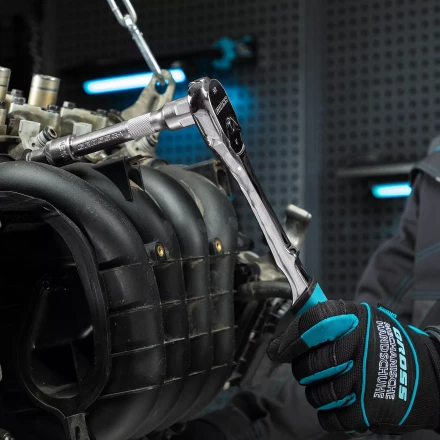 Ключ-трещотка 1/2&quot; Gross 14055, CrV, 90 зубьев, усиленный, хром купить в Перми