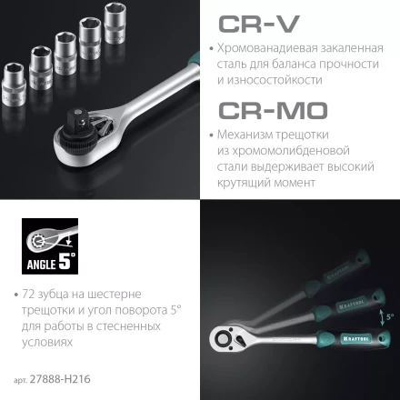 Универсальный набор инструмента, 216 предм. 27888-H216 купить в Перми