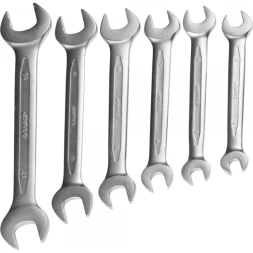 Набор ЗУБР "ПРОФИ": Ключи гаечные рожковые, Cr-V сталь, хромированные, 8х19мм, 6шт 27021-H6