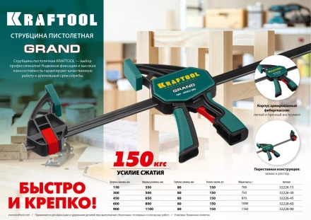 Струбцина KRAFTOOL GRAND пистолетная 32226-90 купить в Перми