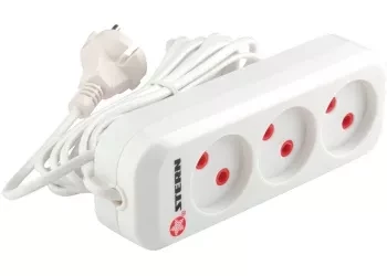 Удлинитель бытовой без заземления, 2*0,75мм*2м, 3 розетки, 6A, STERN 95725 купить в Перми