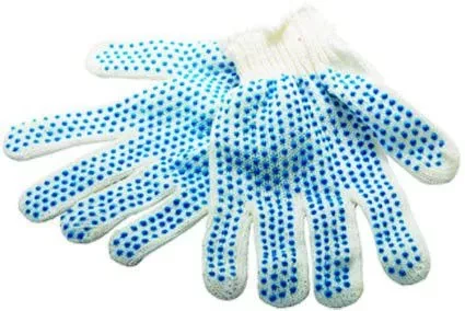 Перчатки х/б ПВХ "точка" 6 пар в упаковке  Россия 67717 купить в Перми