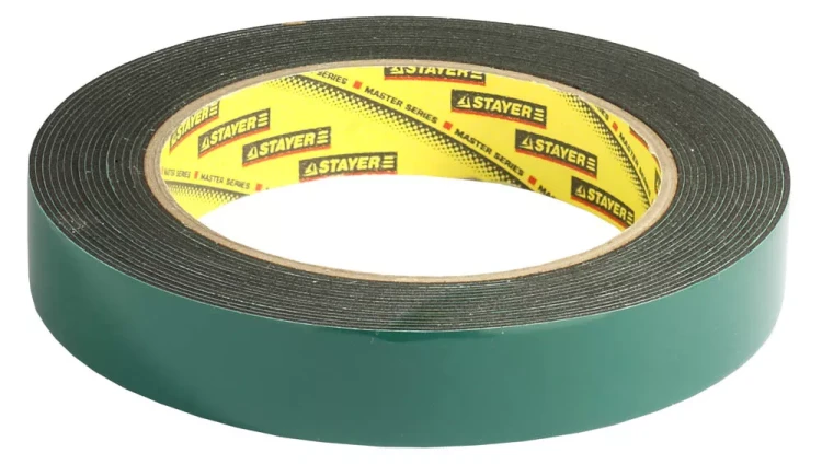Двухсторонняя клейкая лента на вспененной основе, STAYER Professional 12233-19-05, черная, 19мм х 5м 12233-19-05 купить в Перми