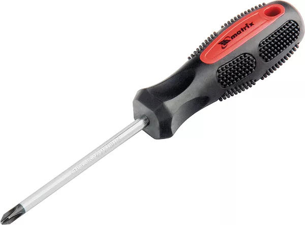 Отвертка Anti-Slip Ph2 х 100 мм CrV двухкомп. рукоятка MATRIX 12248 купить в Перми