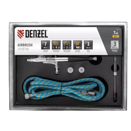 Аэрограф с верхним бачком AB1, 0.2/0.3/0.5 мм, 7 мл, 9 л/мин Denzel 57313 купить в Перми