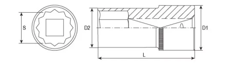 Головка торцевая 12-гранная глубокая 1/2&quot;DR 22 мм S04HD4722 Jonnesway 49071 купить в Перми