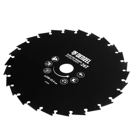 Диск для триммера c долотообразной формой зуба Denzel, 230 х 25,4 26 зубов, 96380 купить в Перми