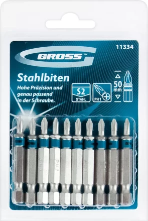 Набор бит РН1х50, сталь S2, 10шт GROSS 11334 купить в Перми