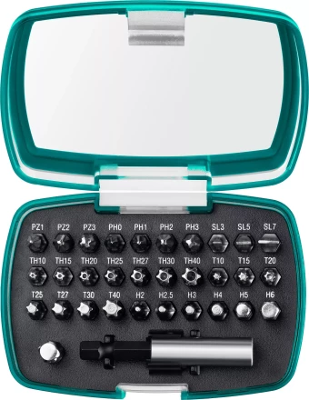 Набор бит и адаптеров KRAFTOOL C-Drive многофункциональный, Cr-Mo сталь, в ударопрочном компактном боксе. Цветная маркировка типов шлицов 26067-H32 купить в Перми