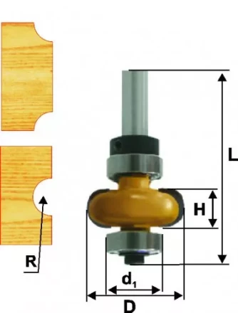 Фреза кромочная галтельная Ф254Х95 мм R48 мм хвостовик 8 мм 46391 купить в Перми