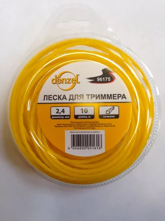 Леска для триммера квадратная витая 2.4мм х 10м  Denzel Россия 96175 купить в Перми