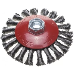 ЗУБР "ПРОФЕССИОНАЛ". Щетка коническая для УШМ, плетеные пучки стальной проволоки 0,5мм, 115ммхМ14 35269-115_z02