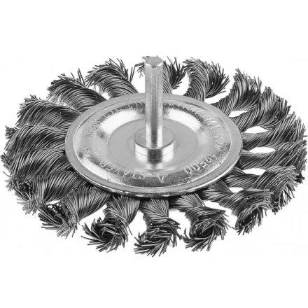 ЗУБР &quot;ПРОФЕССИОНАЛ&quot;. Щетка дисковая для дрели, жгутированная стальная проволока 0,5мм, 100мм 3522-100_z02 купить в Перми