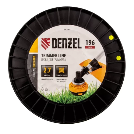 Леска для триммера витой квадрат, 2,7мм х 196м, на DIN катушке FLEX CORD// Denzel 96299 купить в Перми