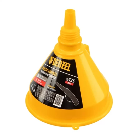 Воронка пластиковая 135 мм с металлическим ситом, гибким наконечником и непроливайкой Denzel 537210 купить в Перми