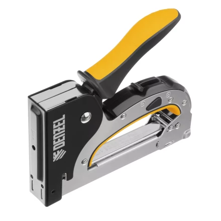 Степлер мебельный Denzel 40211, стальной корпус, быстрая загрузка, регул. силы удара, тип 53, 4-14 мм купить в Перми