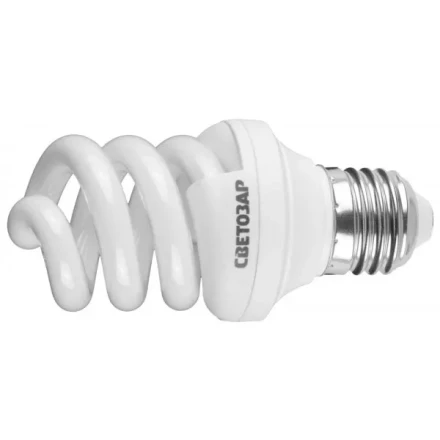 Энергосберегающая лампа СВЕТОЗАР &quot;ЭКОНОМ&quot; спираль,цоколь E27(стандарт),Т3,яркий белый свет(4000 К), 8000час,9Вт(45) 44354-09_z01 купить в Перми