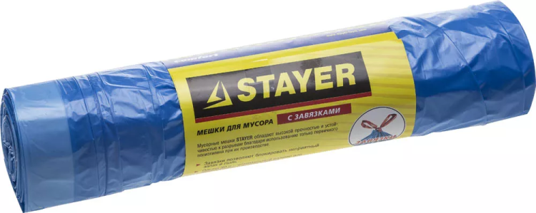 Мешки для мусора STAYER "Comfort" завязками, голубые, 30л, 20шт 39155-30 купить в Перми