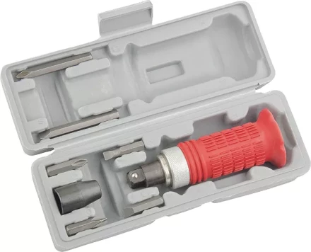 Отвертка ударно-поворотная 1/2&quot;, набор бит, 6 шт., обрезиненная ручка, в пласт. боксе  MATRIX 11579 купить в Перми