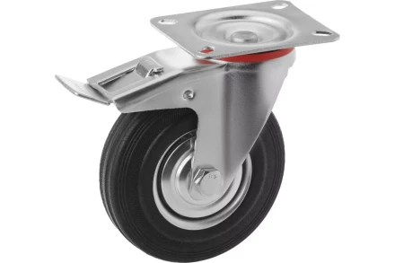 Колесо поворотное резина SCb 42 100 мм с тормозом (F) 1001717 купить в Перми