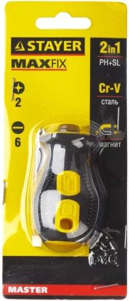 Набор STAYER &quot;MASTER&quot;: Отвертка &quot;Мини&quot; с двусторонним стержнем, 2/6мм - 32мм, 2 предмета 2511_z01 купить в Перми